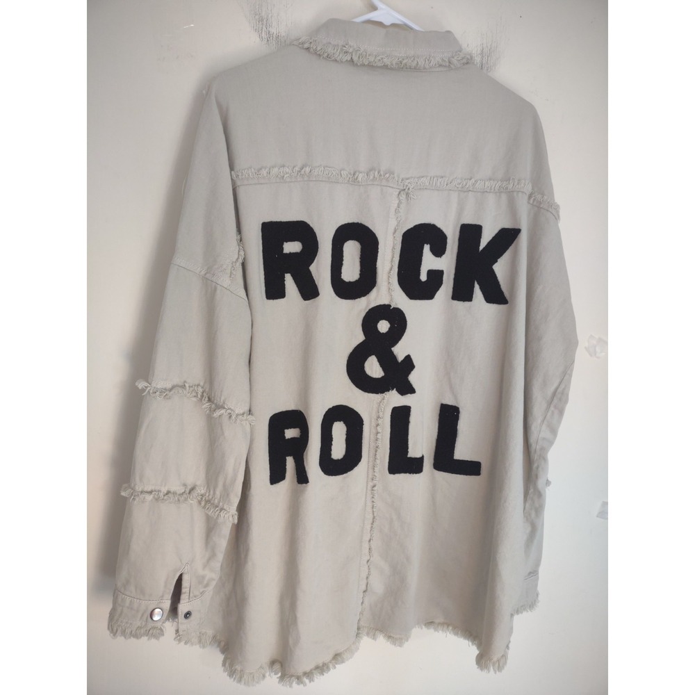 ELAN Rock & Roll Shacket Shirt Jacket DEVAN Oversized Fringe Concert Oversized L